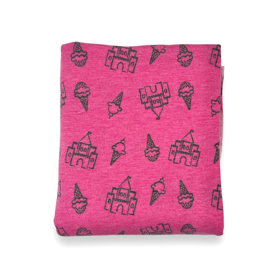 French Terry Knit Fabric - Ice Cream & Castles
