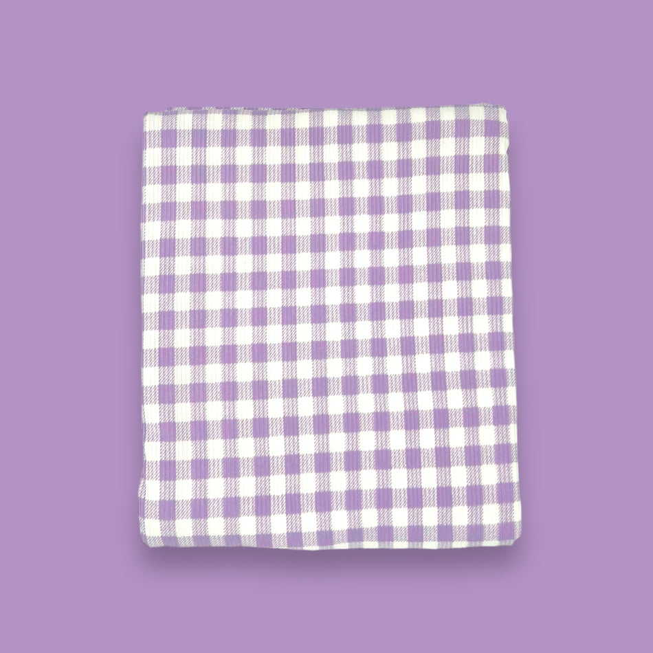 Lavender/White Gingham Rib Knit*