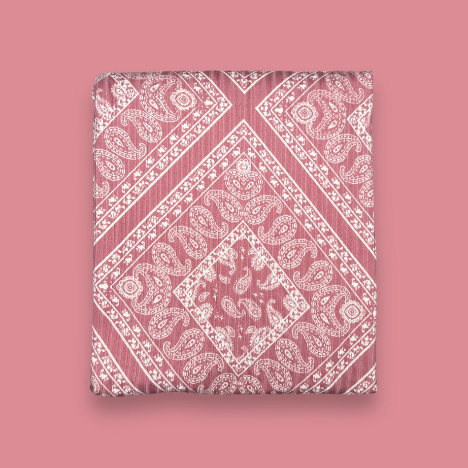 Rib Knit Fabric - Mauve Paisley/Bandana