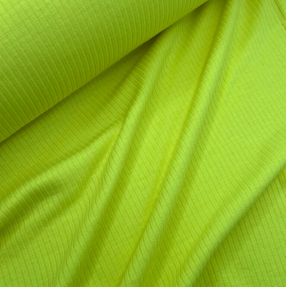 Rib Knit Fabric - Neon Yellow