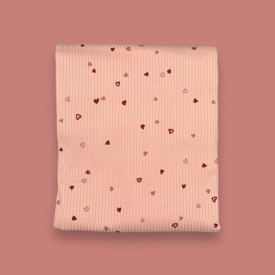 Stretch Rib Knit Fabric - Dainty Hearts