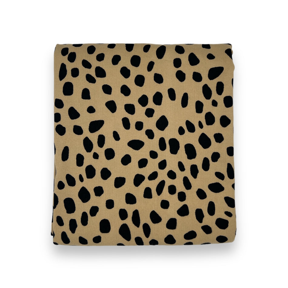 Double Brushed Polyester (DBP) - Disperse Dots (Black Dots/Camel)