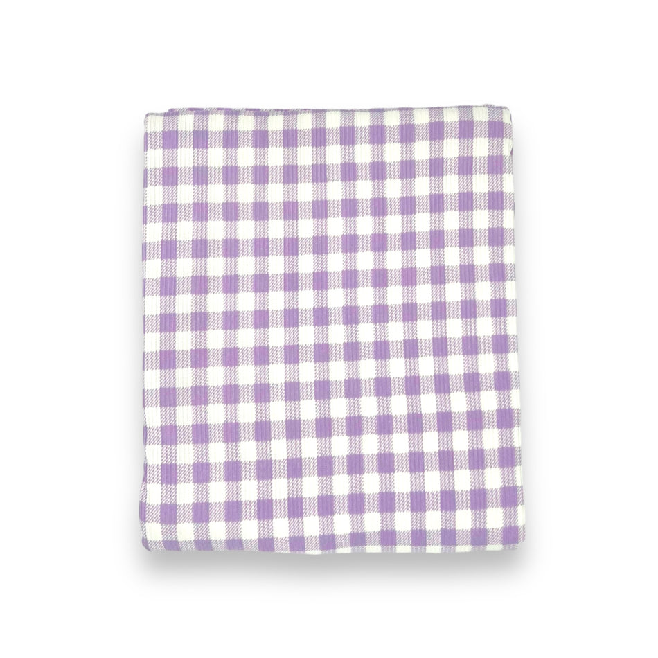 Lavender/White Gingham Rib Knit*