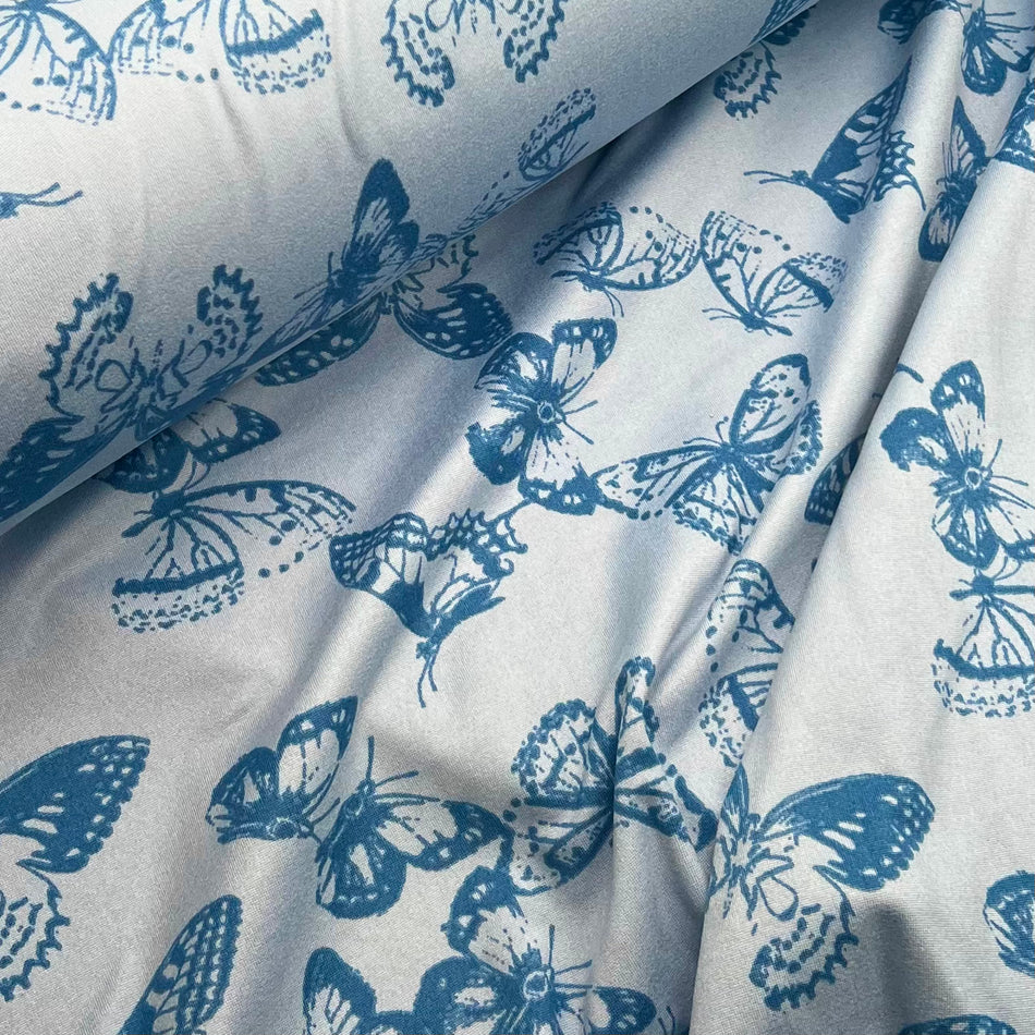 Double Brushed Polyester (DBP)- Blue Butterflies