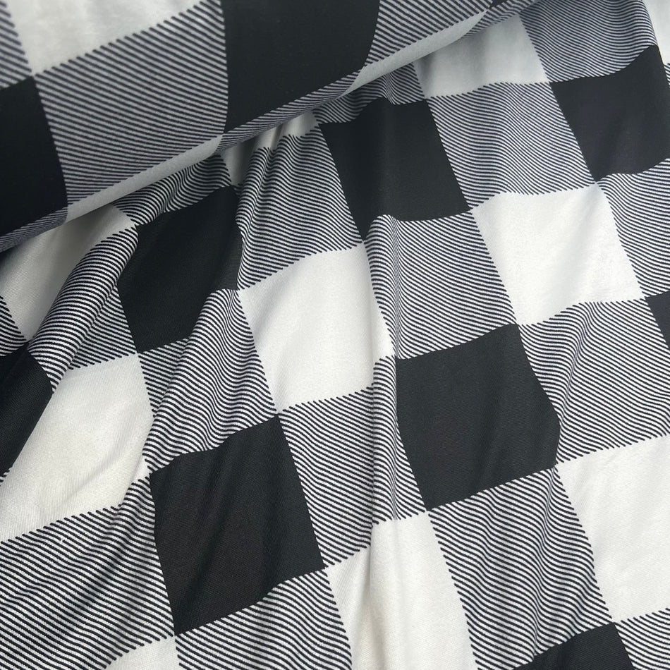 Double Brushed Polyester (DBP) - White/Black Buffalo Plaid