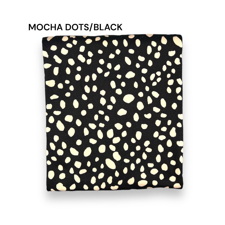 Double Brushed Polyester (DBP) - Disperse Dots (Mocha Dots/Black)