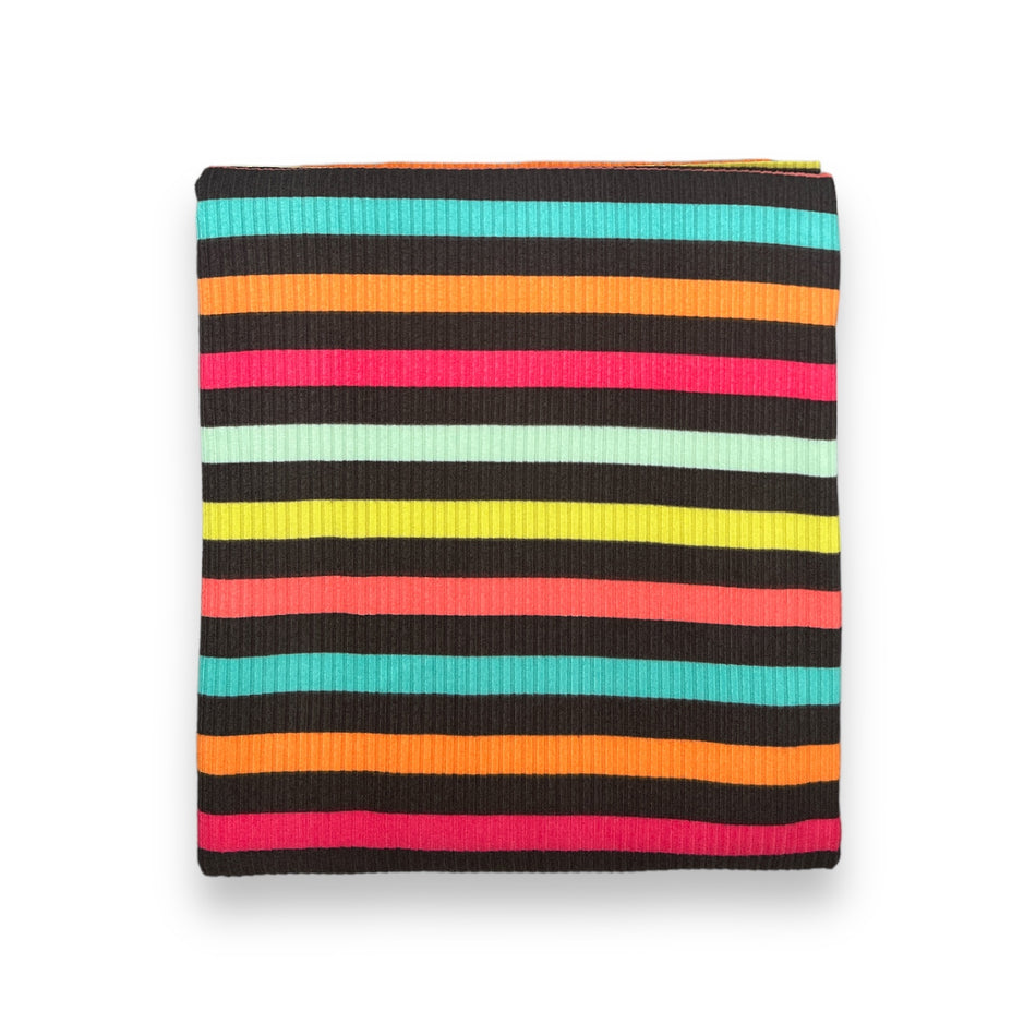 Colorful Stripes Rib Knit - Black