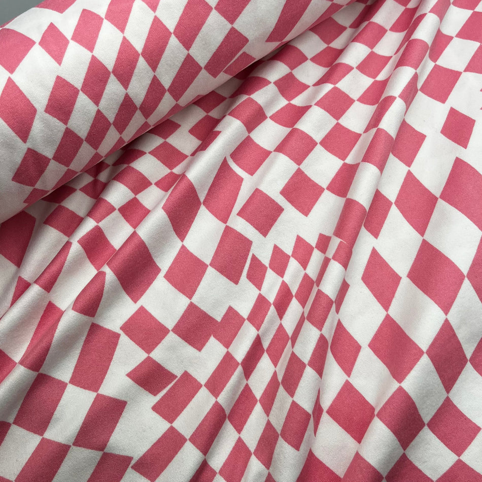 Pink Wavy Checkerboard DBP - by the yard